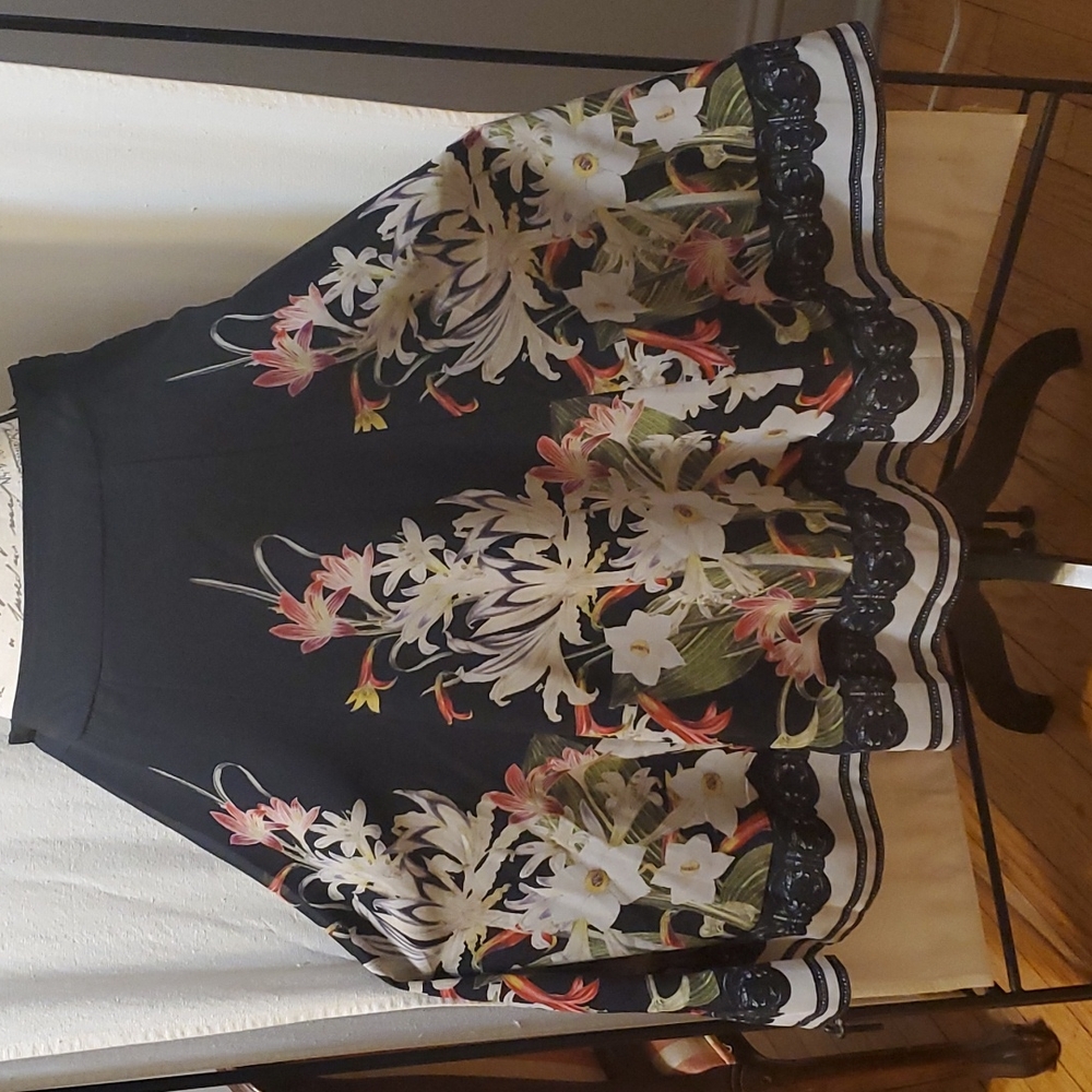 Black Floral Skirt by Softsurroundings Petite Medium